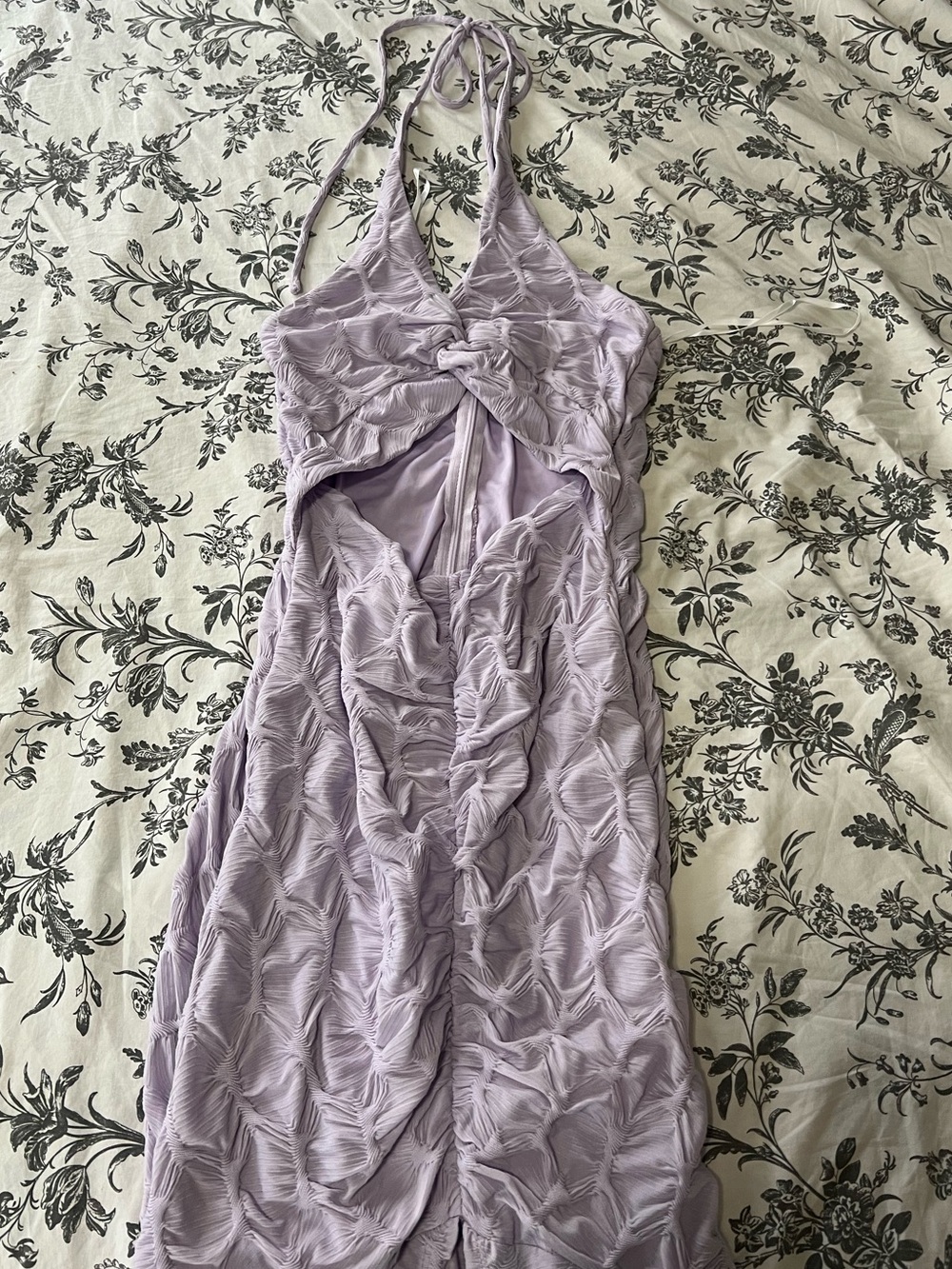 Hello Molly Lavender Textured Halter Midi Dress - Picture 2 of 3